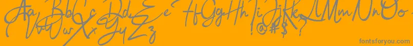 Fonte Bulgatti – fontes cinzas em um fundo laranja