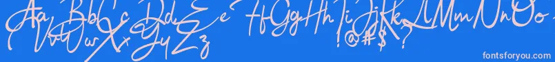 Bulgatti-Schriftart – Rosa Schriften auf blauem Hintergrund