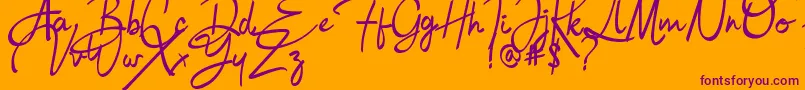 Bulgatti-Schriftart – Violette Schriften auf orangefarbenem Hintergrund