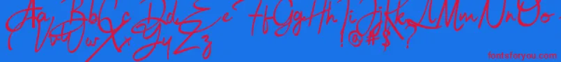 Bulgatti Font – Red Fonts on Blue Background