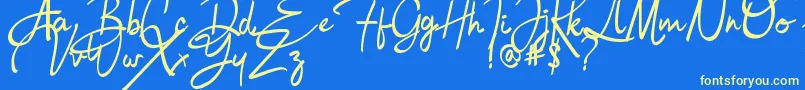 Bulgatti Font – Yellow Fonts on Blue Background