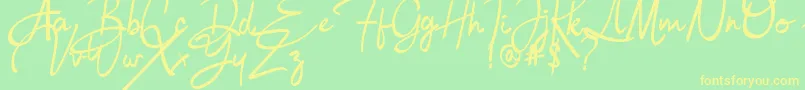 Bulgatti Font – Yellow Fonts on Green Background