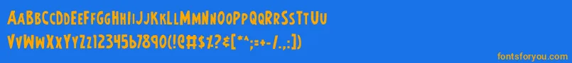 フォントEartmb2 – オレンジ色の文字が青い背景にあります。