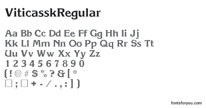 A fonte ViticasskRegular – alfabeto, números, caracteres especiais