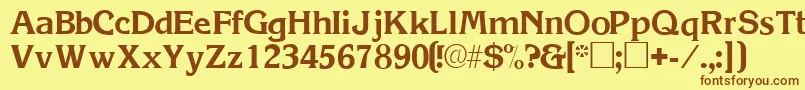 フォントViticasskRegular – 茶色の文字が黄色の背景にあります。