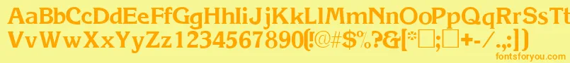 フォントViticasskRegular – オレンジの文字が黄色の背景にあります。