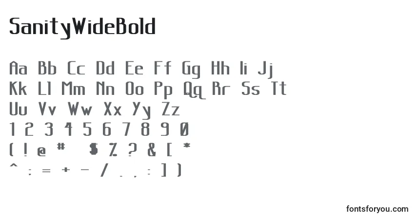 Schriftart SanityWideBold – Alphabet, Zahlen, spezielle Symbole