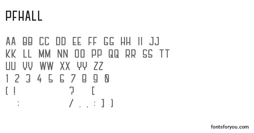 Schriftart Pfhall – Alphabet, Zahlen, spezielle Symbole