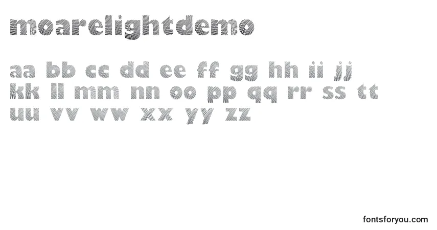 Schriftart Moarelightdemo (75810) – Alphabet, Zahlen, spezielle Symbole
