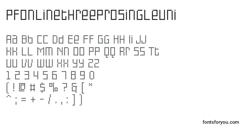 Шрифт PfonlinethreeproSingleuni – алфавит, цифры, специальные символы
