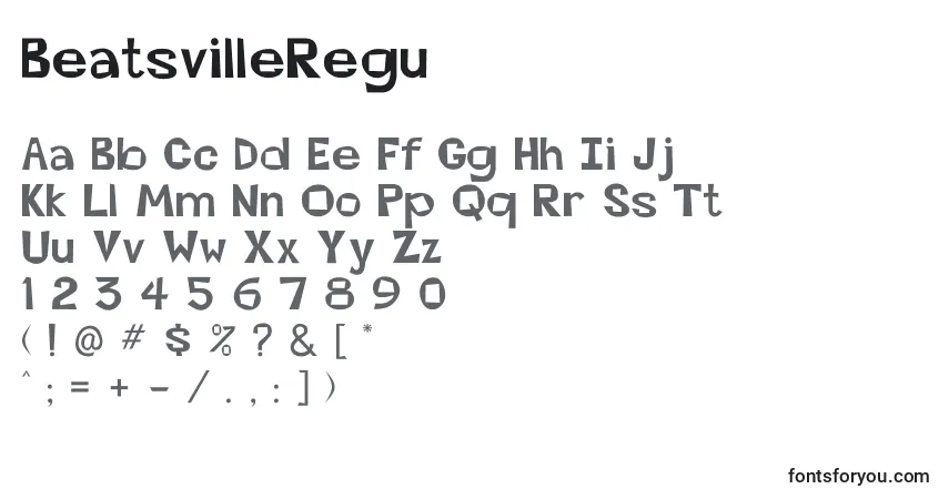 BeatsvilleRegu-fontti – aakkoset, numerot, erikoismerkit