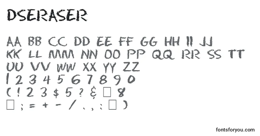 Schriftart Dseraser – Alphabet, Zahlen, spezielle Symbole