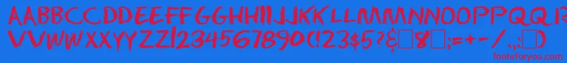 フォントDseraser – 赤い文字の青い背景