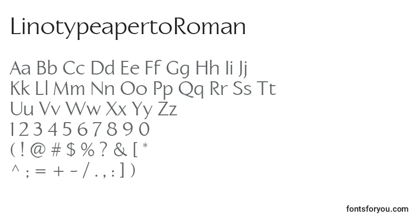Шрифт LinotypeapertoRoman – алфавит, цифры, специальные символы