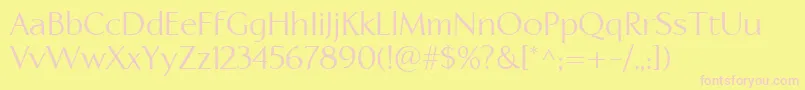 LinotypeapertoRoman-Schriftart – Rosa Schriften auf gelbem Hintergrund