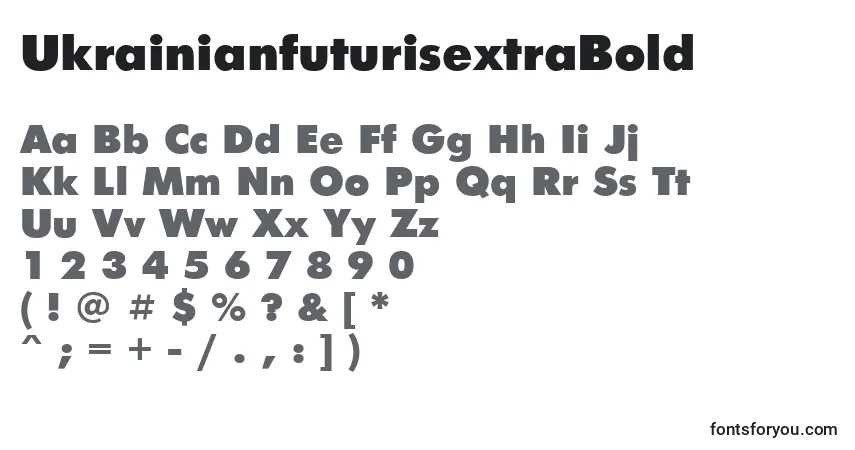 A fonte UkrainianfuturisextraBold – alfabeto, números, caracteres especiais