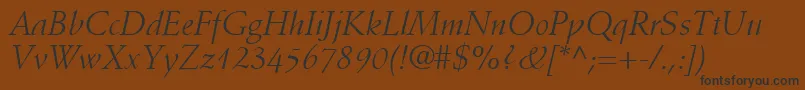 DeutchSsiItalic-Schriftart – Schwarze Schriften auf braunem Hintergrund