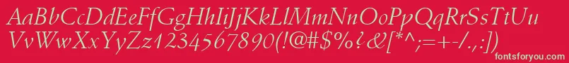DeutchSsiItalic Font – Green Fonts on Red Background