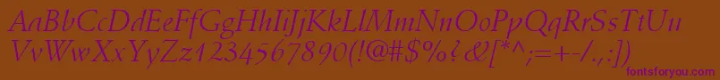 DeutchSsiItalic Font – Purple Fonts on Brown Background