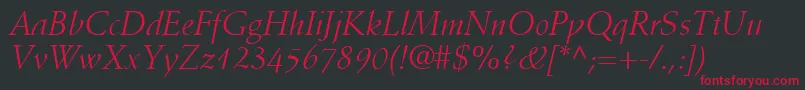 フォントDeutchSsiItalic – 黒い背景に赤い文字