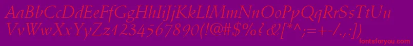 フォントDeutchSsiItalic – 紫の背景に赤い文字