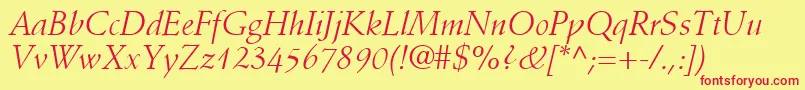 DeutchSsiItalic Font – Red Fonts on Yellow Background