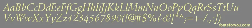 DeutchSsiItalic-Schriftart – Gelbe Schriften auf grauem Hintergrund