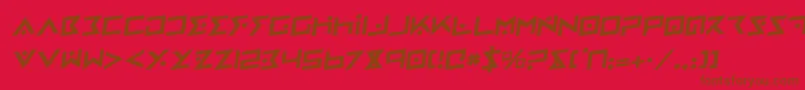 IronCobraRotalic-Schriftart – Braune Schriften auf rotem Hintergrund