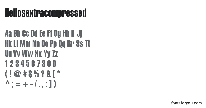 Czcionka Heliosextracompressed – alfabet, cyfry, specjalne znaki