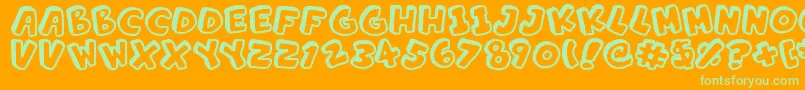 AlphabetSouplings-Schriftart – Grüne Schriften auf orangefarbenem Hintergrund