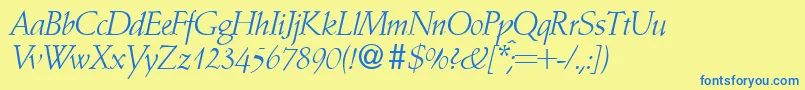 AmaryllisRegularDb-Schriftart – Blaue Schriften auf gelbem Hintergrund