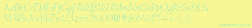 フォントAmaryllisRegularDb – 黄色い背景に緑の文字