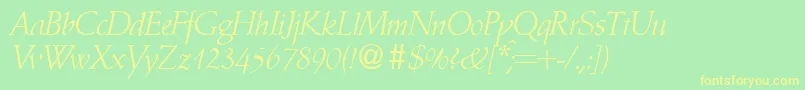 AmaryllisRegularDb Font – Yellow Fonts on Green Background