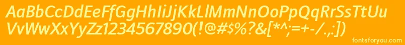 Шрифт DoradanisbItalic – жёлтые шрифты на оранжевом фоне