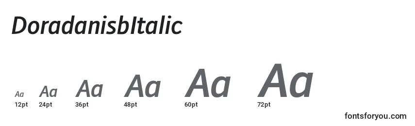 Размеры шрифта DoradanisbItalic