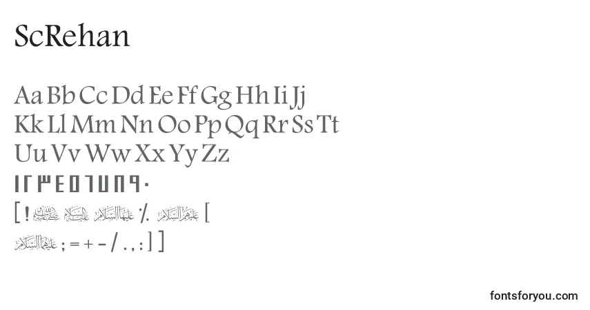 A fonte ScRehan – alfabeto, números, caracteres especiais