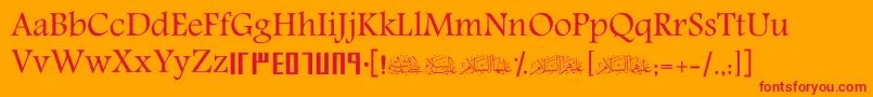 Czcionka ScRehan – czerwone czcionki na pomarańczowym tle