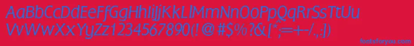 FlemingLightItalic Font – Blue Fonts on Red Background