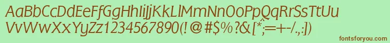 FlemingLightItalic Font – Brown Fonts on Green Background