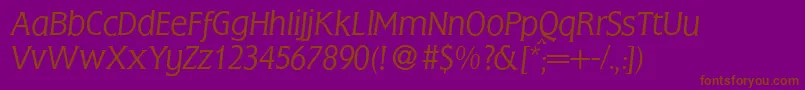 FlemingLightItalic Font – Brown Fonts on Purple Background