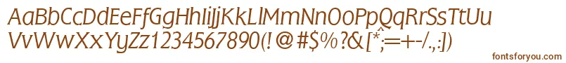 FlemingLightItalic-fontti – ruskeat fontit valkoisella taustalla