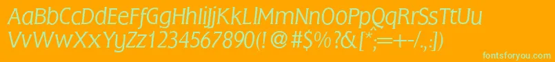 FlemingLightItalic Font – Green Fonts on Orange Background