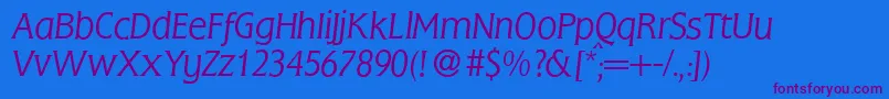 FlemingLightItalic Font – Purple Fonts on Blue Background