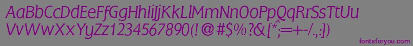 FlemingLightItalic Font – Purple Fonts on Gray Background