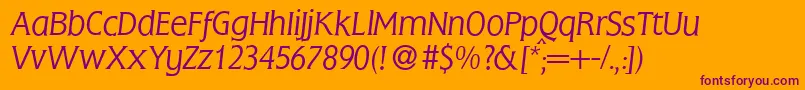 FlemingLightItalic Font – Purple Fonts on Orange Background