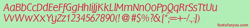 FlemingLightItalic Font – Red Fonts on Green Background