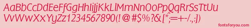 FlemingLightItalic Font – Red Fonts on Pink Background