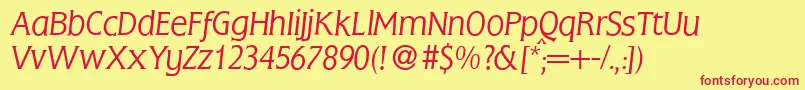 FlemingLightItalic Font – Red Fonts on Yellow Background