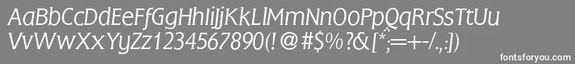 FlemingLightItalic Font – White Fonts on Gray Background