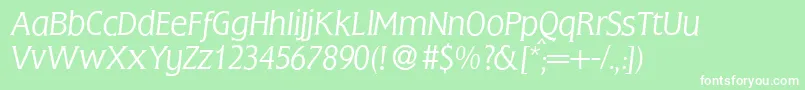 FlemingLightItalic Font – White Fonts on Green Background